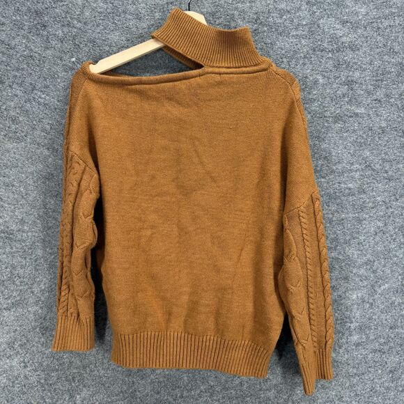 Venus Sweater Pullover Women M Medium Brown Striped Knit Long Sleeve High Neck - Picture 2 of 7